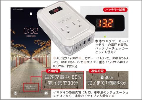 スマホの急速充電に対応するカーインバーター