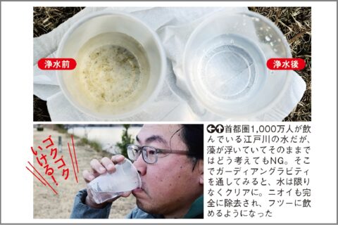 江戸川の水を「ガーディアングラビティ」で飲む
